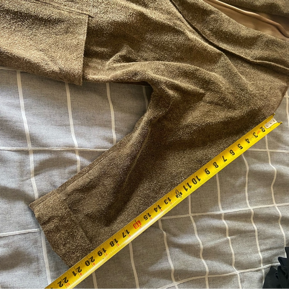 Women's Suede Open-Front Brown Leather Jacket - Picture 10 of 12